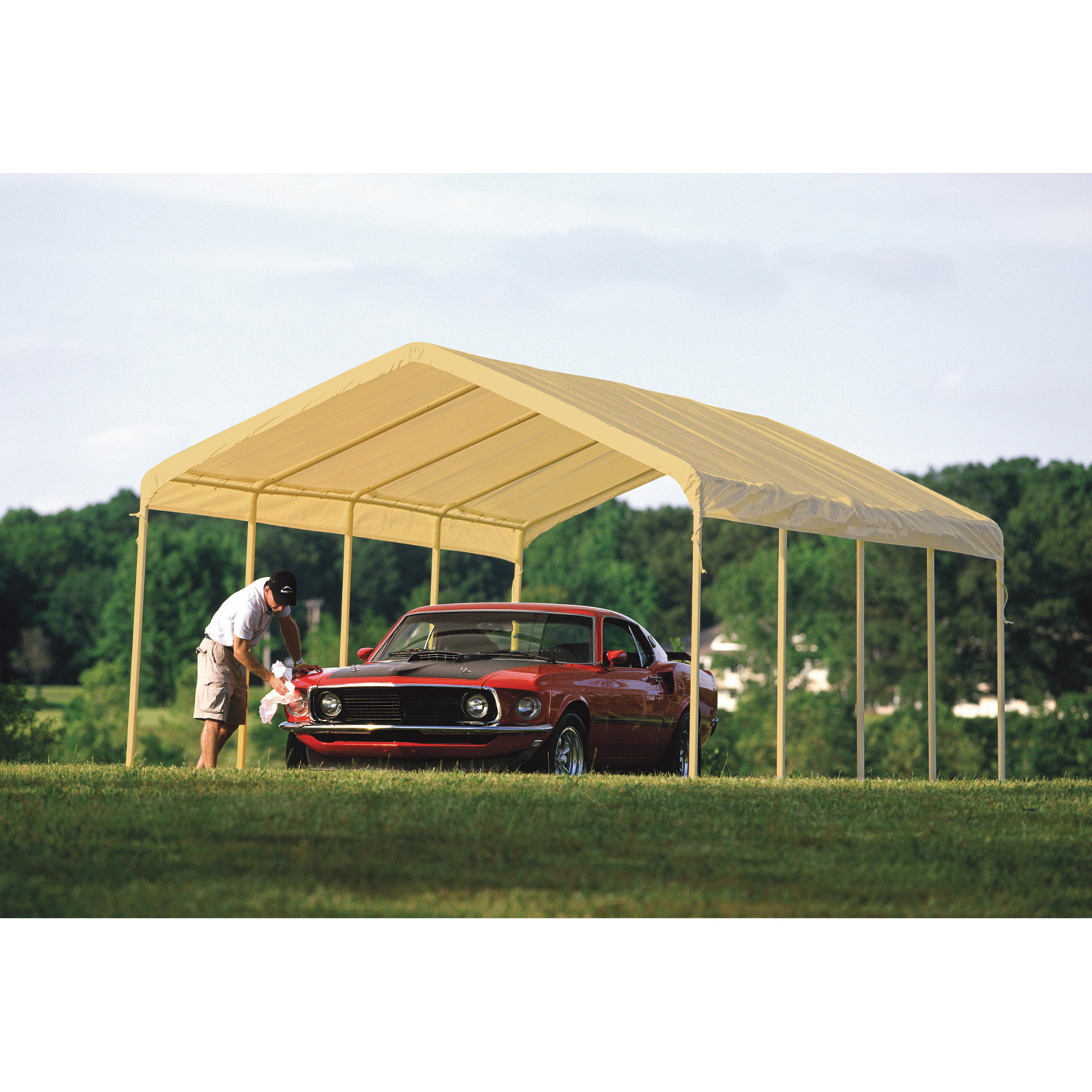 ShelterLogic Super Max Commercial Outdoor Canopy, 26ft.L x 12ft.W x 9ft. 8in.H, Tan, Model# 29770